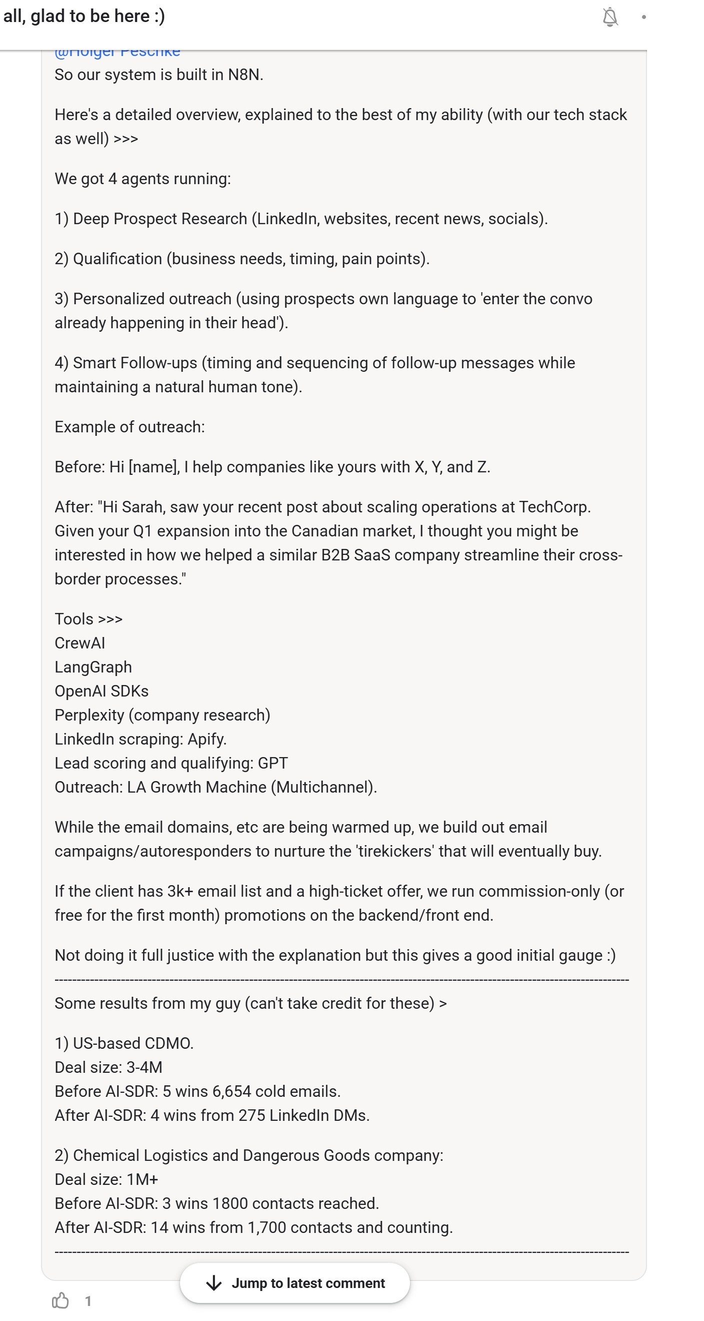 Skool comment by Benjamin Hidalgo about Apify: Researching prospects in an outreach system