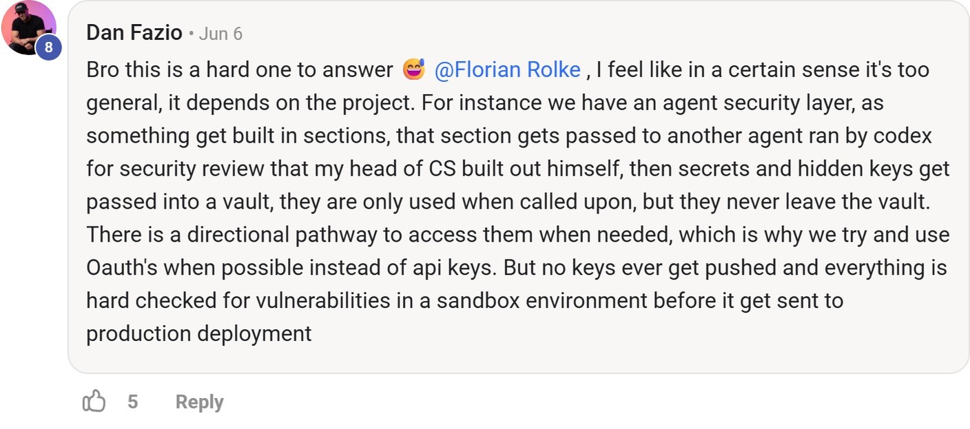 Skool comment by Dan Fazio about OpenAI: Reviewing code in an agency security workflow
