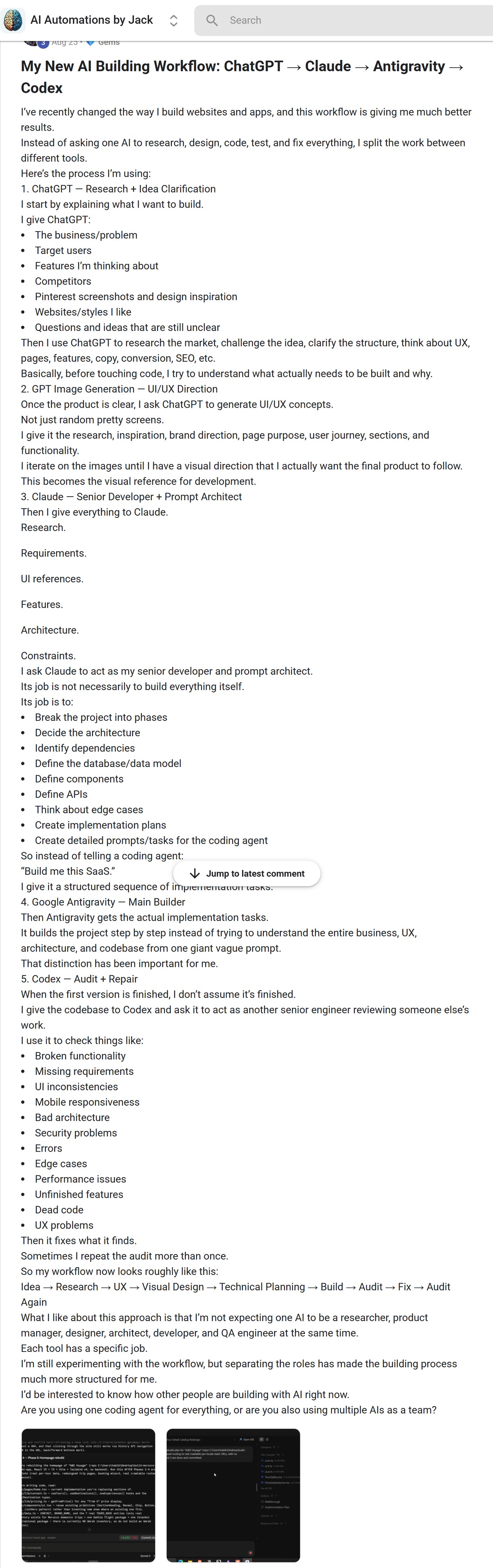 Skool post by Elhabib Elhab about OpenAI: Researching and clarifying a website build