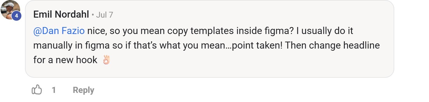 Skool comment by Emil Nordahl about Figma: Creating static ad variations