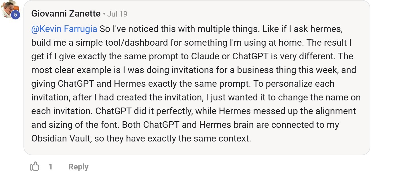 Skool comment by Giovanni Zanette about OpenAI: Personalizing names on business invitations