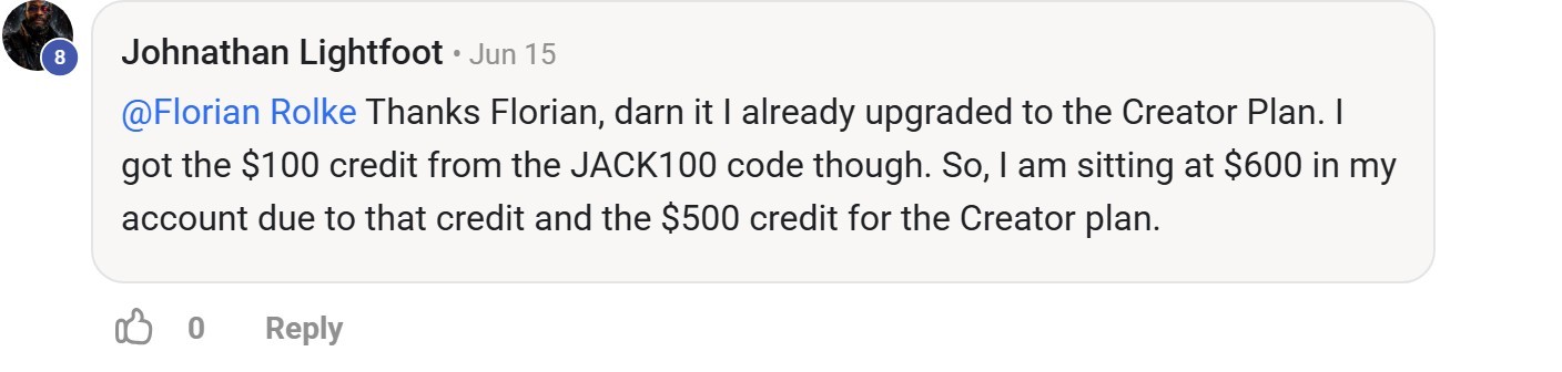Skool comment by Johnathan Lightfoot about Apify: Redeeming past community credits