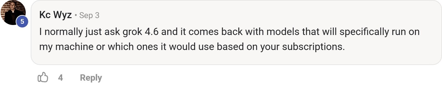 Skool comment by Kc Wyz about xAI: Finding models compatible with a computer