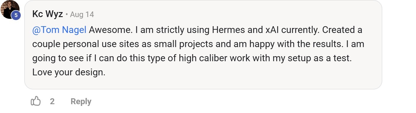 Skool comment by Kc Wyz about xAI: Building personal websites with xAI