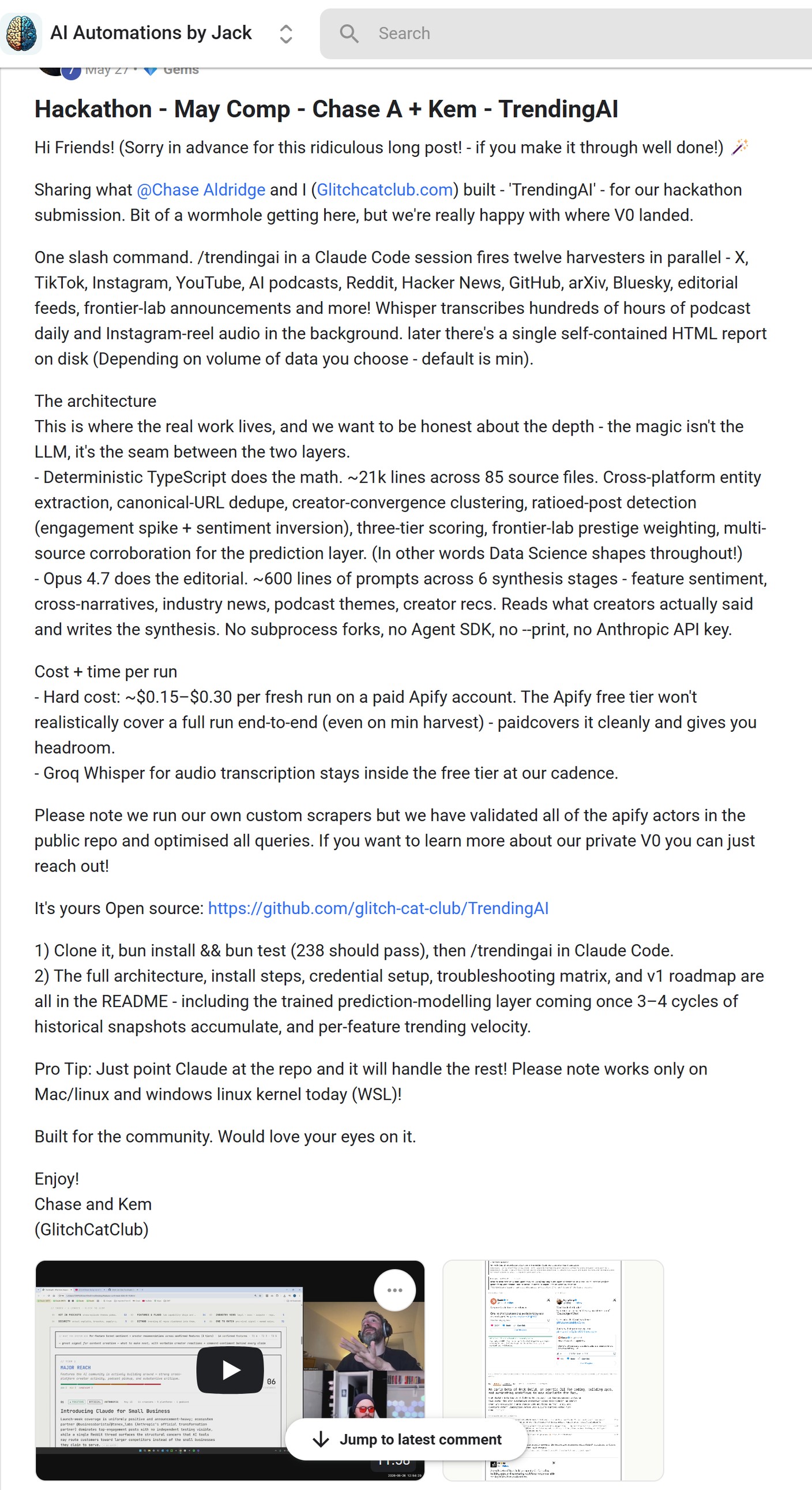 Skool post by Kem Tossoun about Apify: Validating Actors for a hackathon build