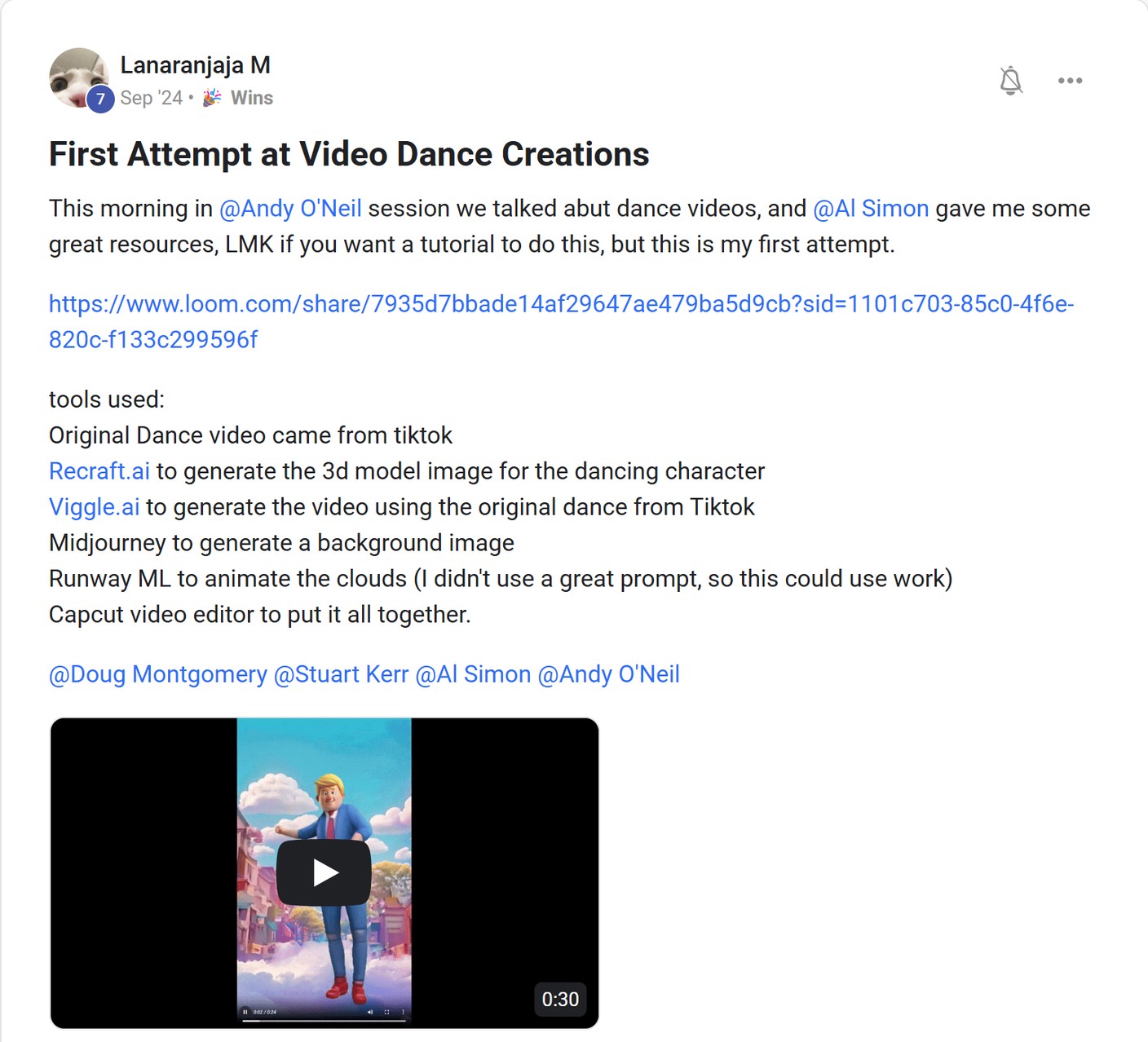 Skool post by Lanaranjaja M about Runway: Animating a background for a dance video