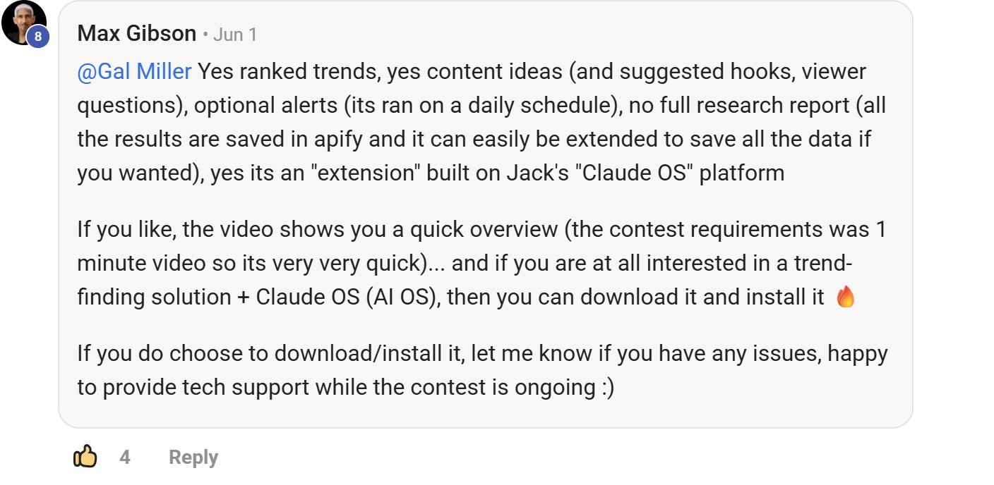 Skool comment by Max Gibson about Apify: Storing results from a trend finder