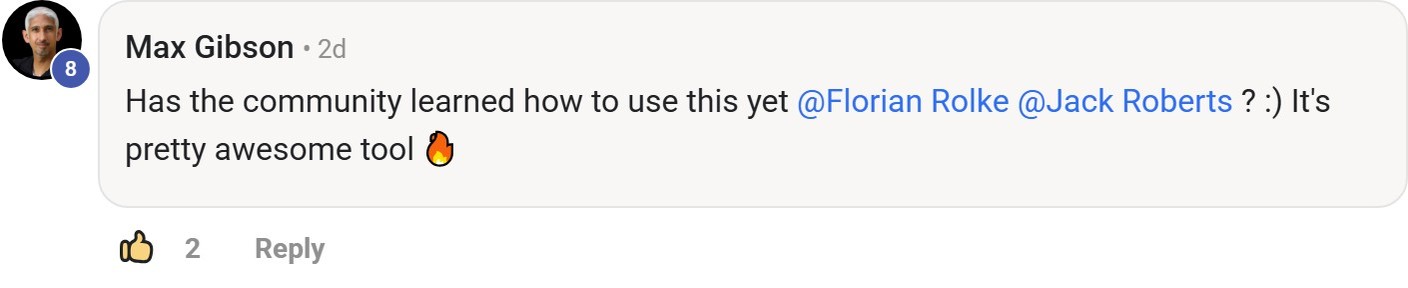 Skool comment by Max Gibson about CodeRabbit: Member reaction to CodeRabbit
