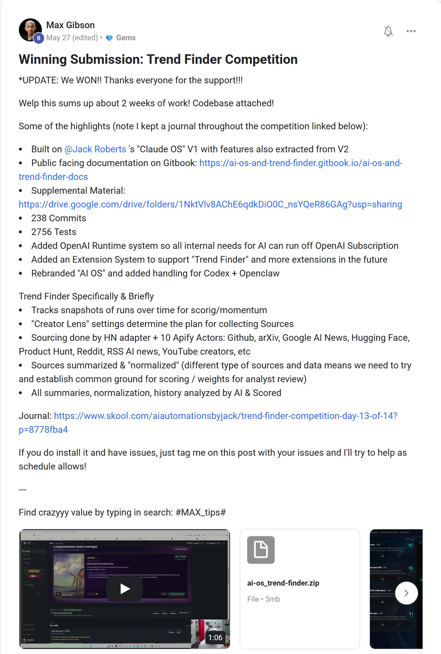 Skool post by Max Gibson about Apify: Collecting sources for a trend finder