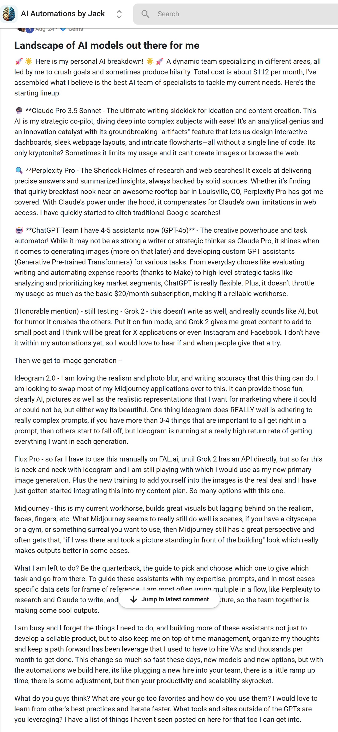 Skool post by Michael Lutes about xAI: Using Grok for humorous content