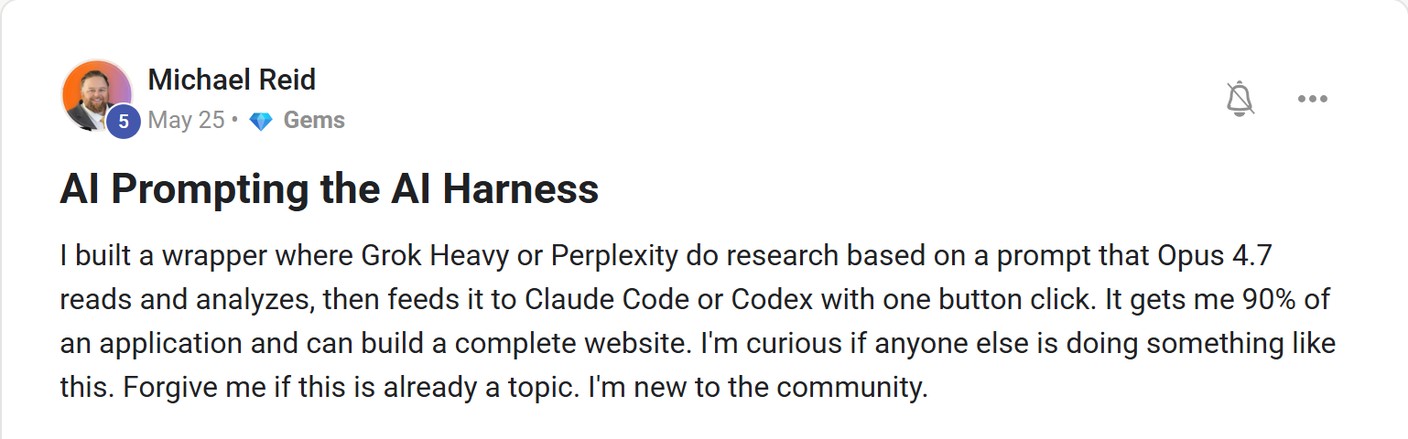 Skool post by Michael Reid about xAI: Using Grok Heavy in a research workflow