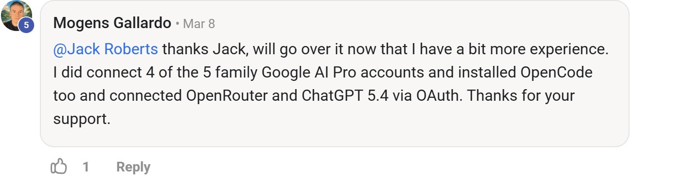 Skool comment by Mogens Gallardo about OpenRouter: Connecting models to a coding environment