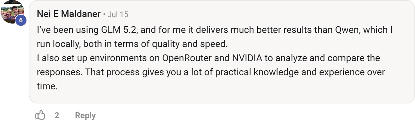 Skool comment by Nei E Maldaner about OpenRouter: Comparing responses across model providers