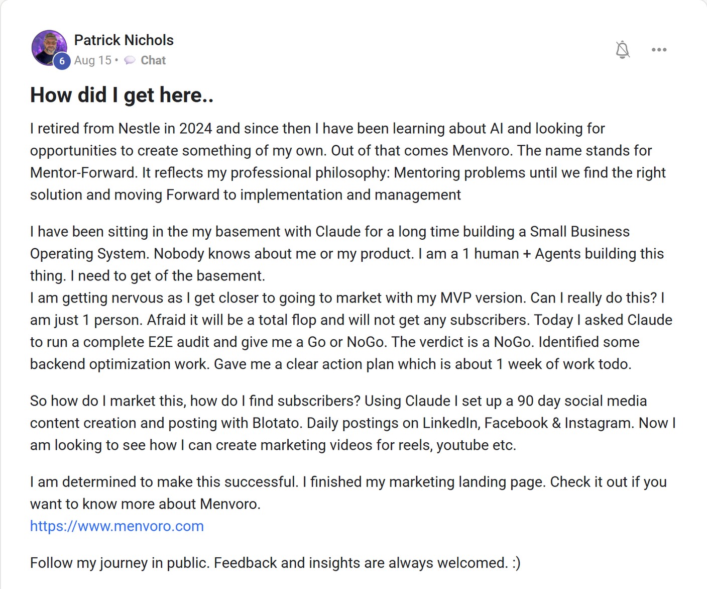 Skool post by Patrick Nichols about Blotato: Scheduling a 90-day content campaign