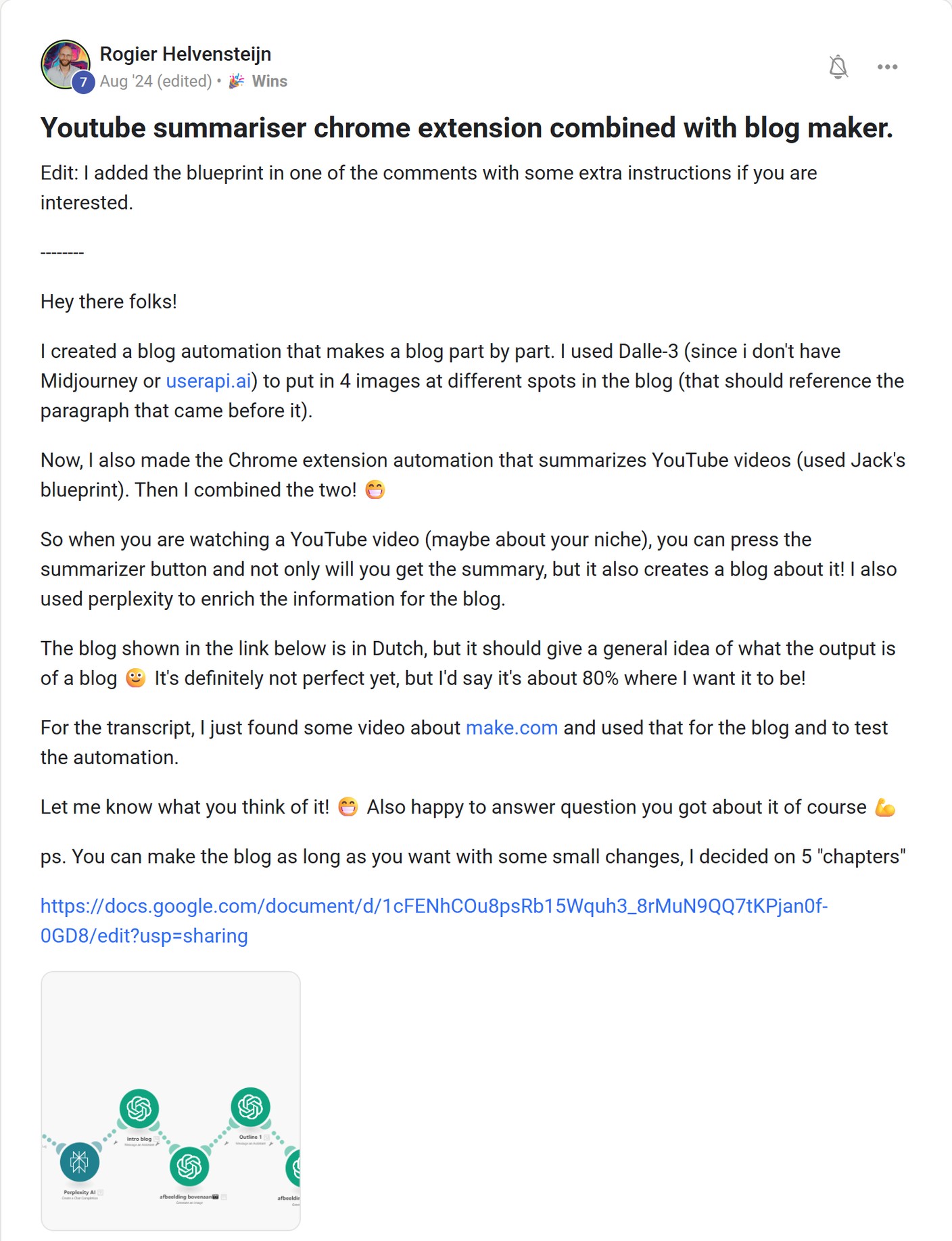 Skool post by Rogier Helvensteijn about OpenAI: Generating blog images with DALL-E 3