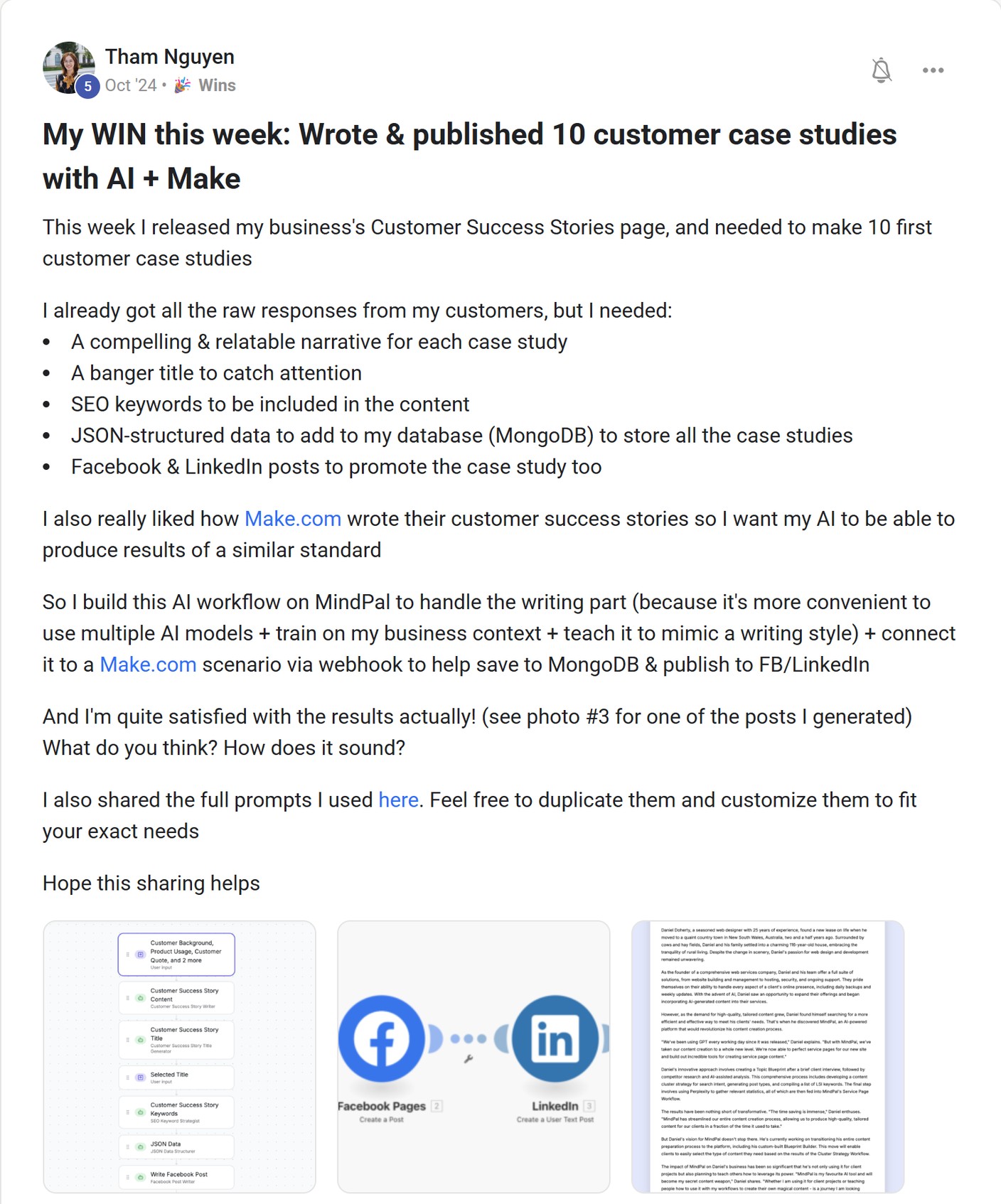 Skool post by Tham Nguyen about MongoDB: Storing and publishing customer case studies