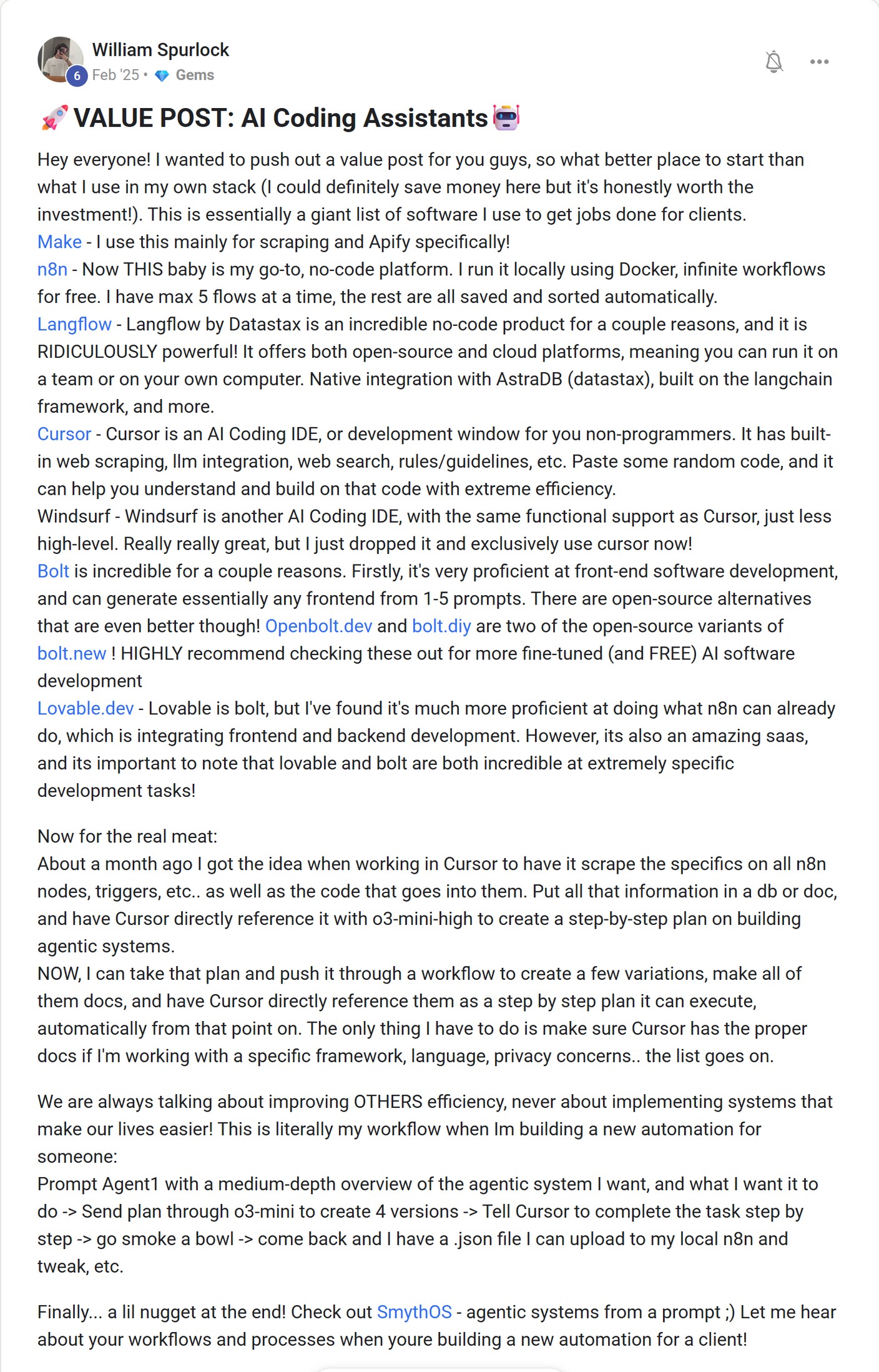 Skool post by William Spurlock about Apify: A member’s client delivery toolkit