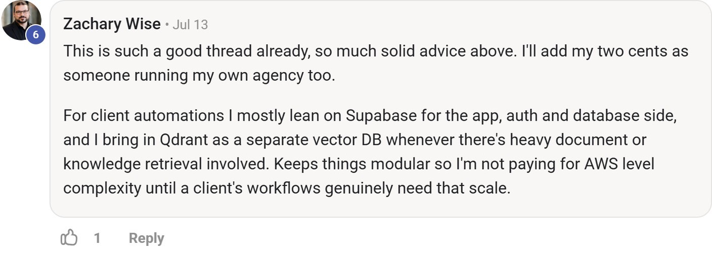 Skool comment by Zachary Wise about Supabase: Managing apps authentication and client data